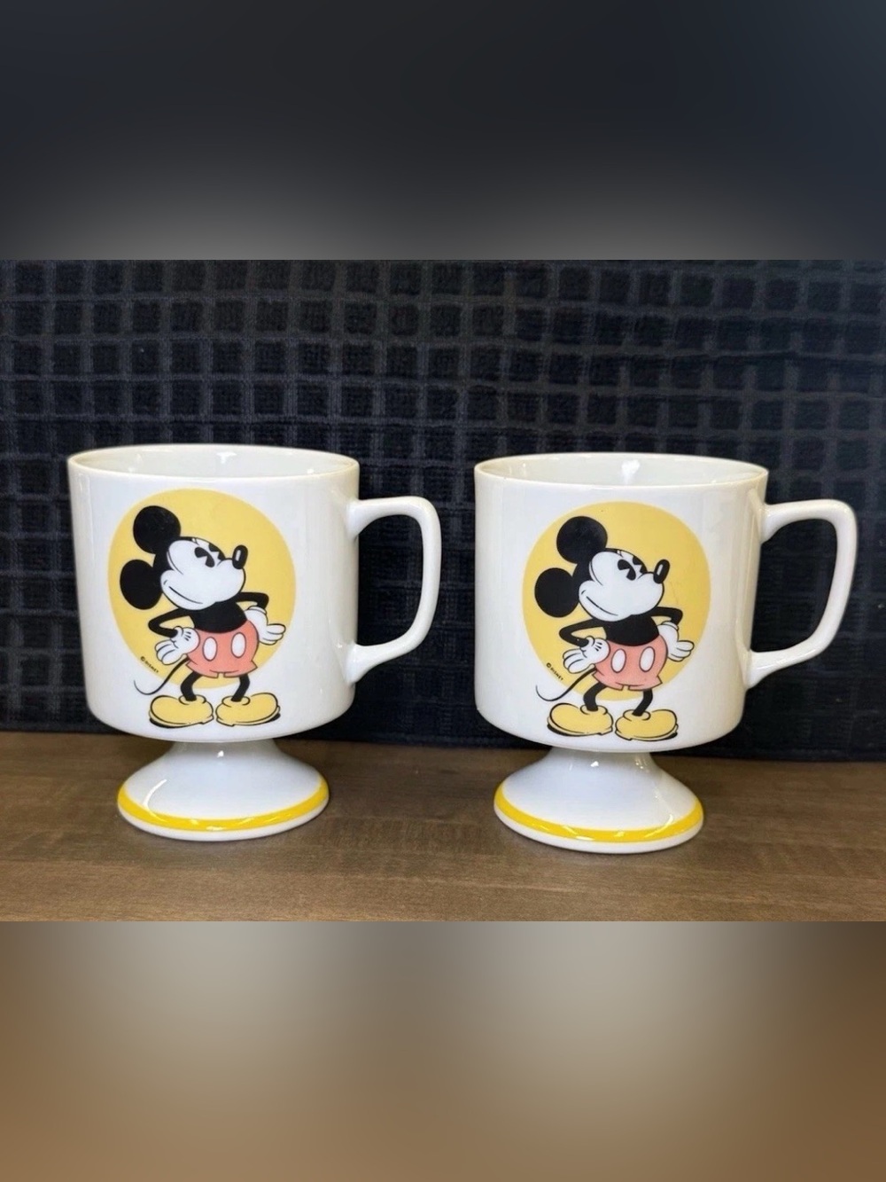 Walt Disney Productions MICKEY MOUSE
Pedestal Coffee Mugs Lot Japan 1970 Vintage